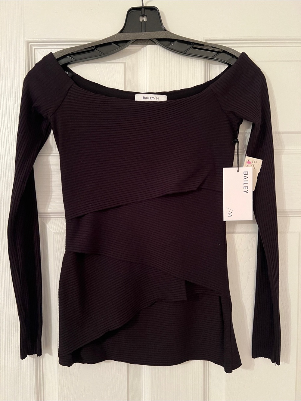 Bailey 44 Black Long Sleeve “Love” Top XS NWT